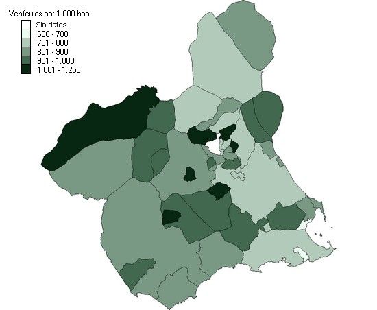 Parque de vehículos por 1.000 habitantes