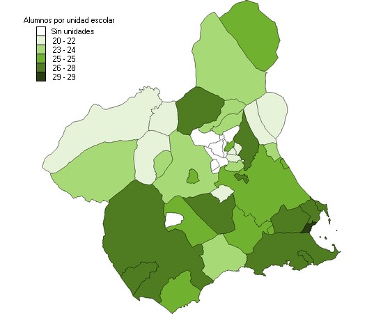 Alumnos por unidad escolar en Enseñanza Secundaria Obligatoria