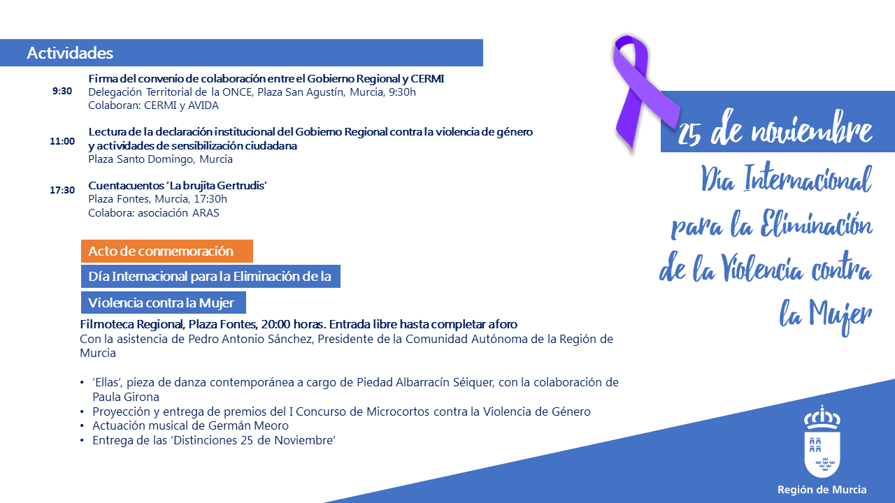 Imagen del programa de actos del 25 de noviembre