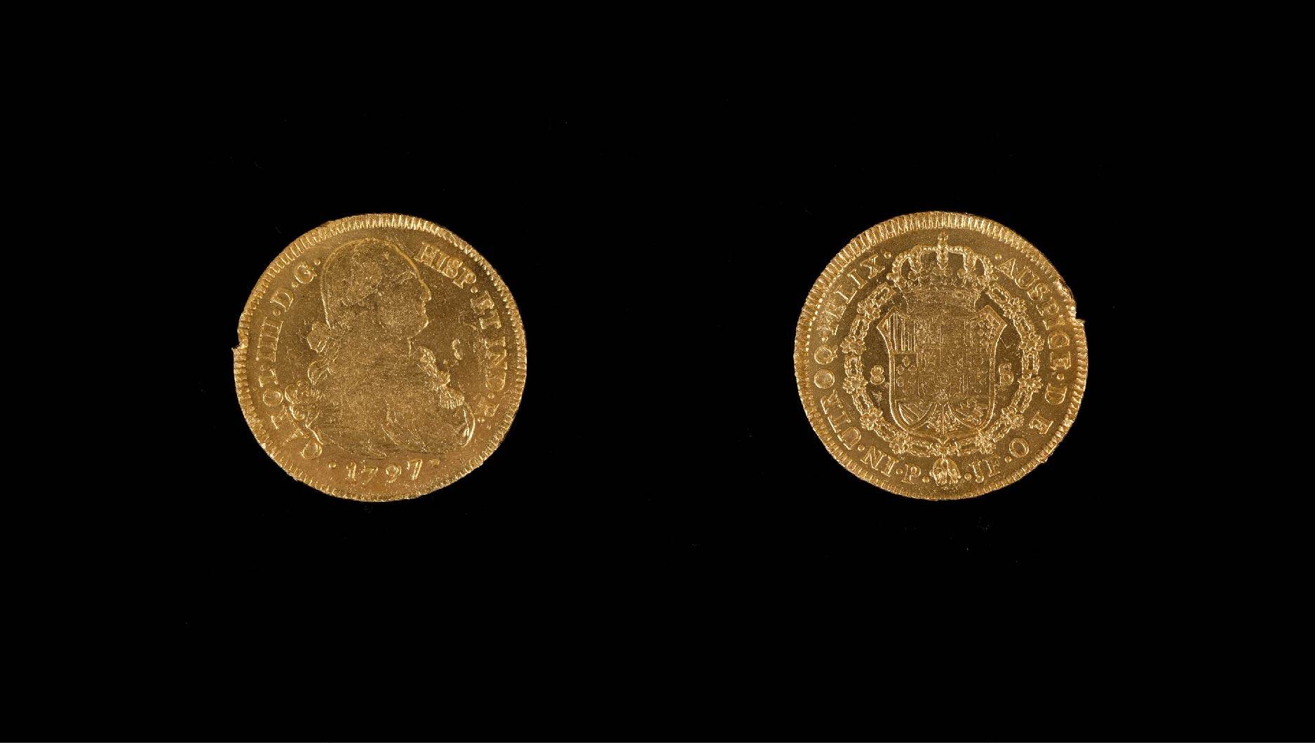 Moneda de ocho escudos de Carlos IV / Tesoro de Ntra Sra de las Mercedes / Año 1797